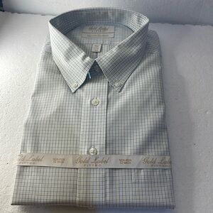 Roundtree & Yorke gold label button down shirt non-iron 100% cotton pinpoint new